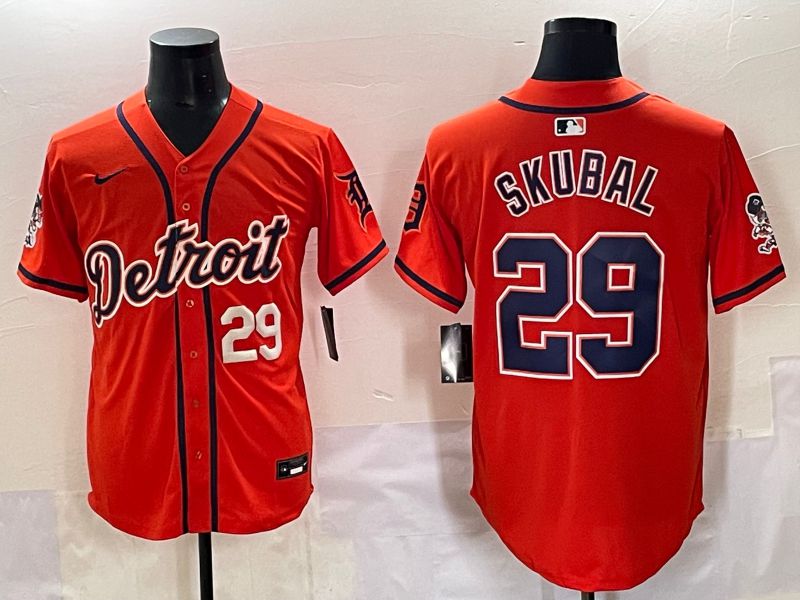 Men 2025 Detroit Tigers #29 Skubal Orange Fashion Nike MLB Jersey style 7152